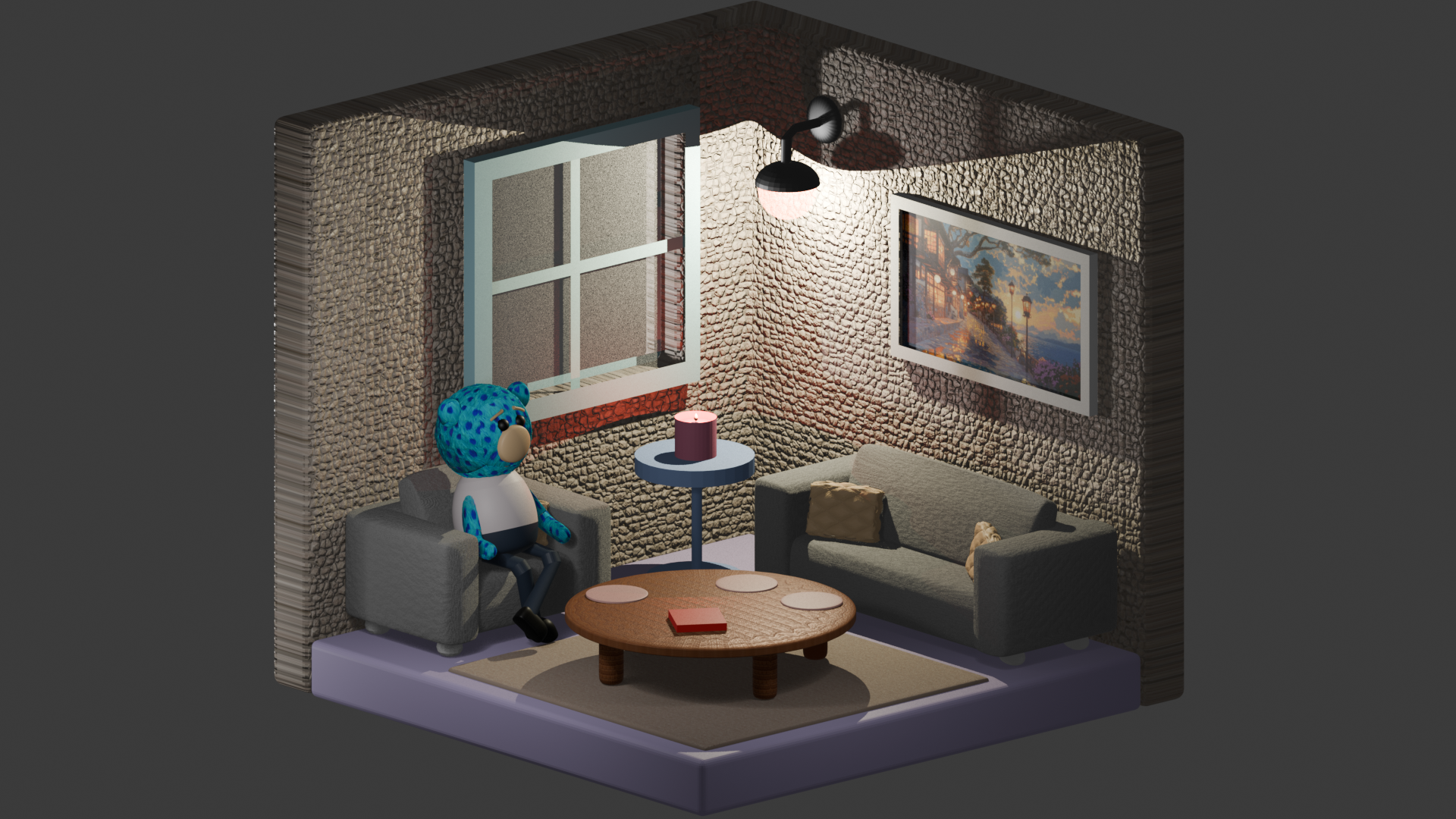 Scène 3D — version nocturne