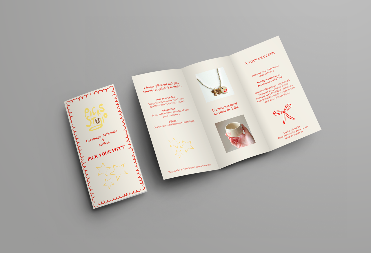Pick Studio — dépliant ouvert